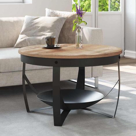 vidaXL Table basse Ø68x43 cm Bois de manguier brut (1/5)