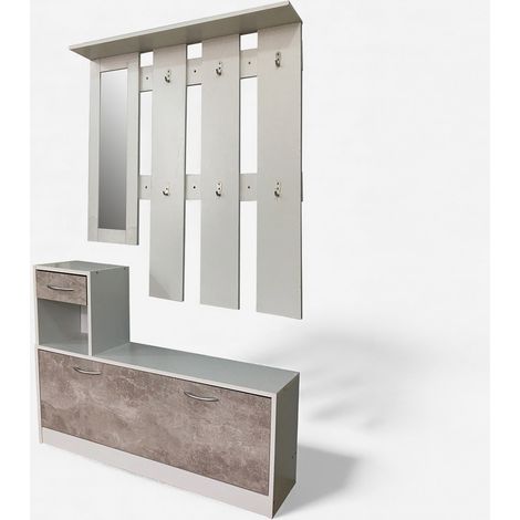 Ensemble porte-manteaux d'entrée fonctionnel Arcohang - Gris