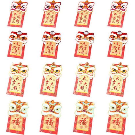 Enveloppes rouges chinoises porte-bonheur pour le Nouvel An chinois (Fête du Printemps) (1/5)