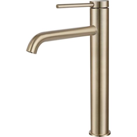 Robinet Salle de Bain, Mitigeur Lavabo en Acier Inoxydable avec Bec Haut,Robinet Lavabo Vasque Eau Chaude et Froide, Brosser or PTM01LG (1/4)