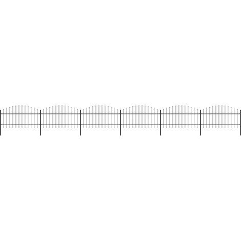 Clôture de jardin,Barrière de jardin,Portail de jardin à dessus en lance Acier (1-1,25)x10,2 m Noir CNENE950181 (1/5)