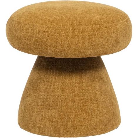 Pouf champignon en tissu jaune Ø43 cm - 43x43cm - Jaune curry