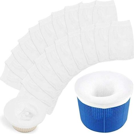 Chaussette Skimmer Piscine, 20Pcs Pool Skimmer Socks Filtre Skimmer Piscine, Prefiltre Skimmer Nylon Élastique, Réutilisable Chaussette Filtre Piscine Protégez La Piscine Propre,Feuilles,Écume (1/4)