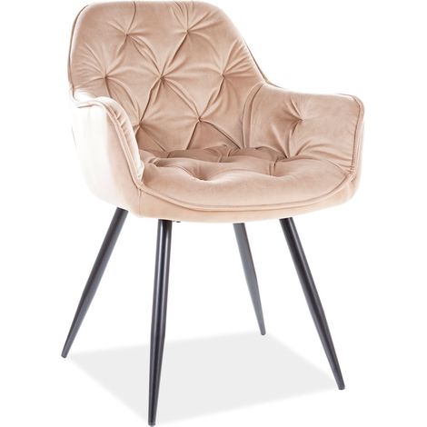 Chaise design métal noir et velours beige Umexa (1/5)