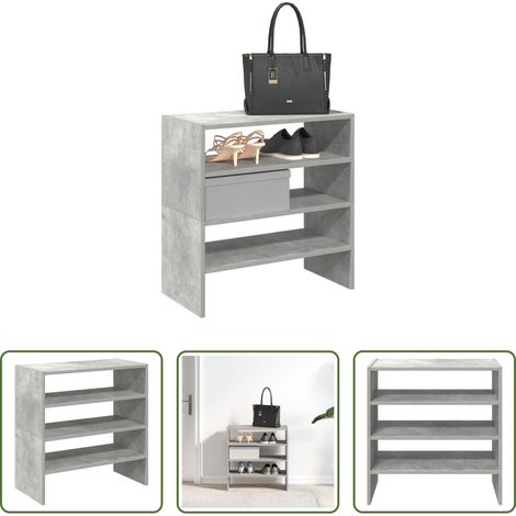 vidaXL Étagères empilables - Étagères à chaussures 2 pcs empilable gris béton 60x30x30,5 cm (1/5)
