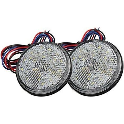 Luces traseras LED para remolque, 2 unidades de luces traseras de 12V para remolque, luz de freno redonda con reflector LED, luz de posición LED para camión, motocicleta y automóvil (Blanco) (1/3)