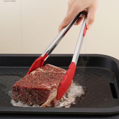 Silikon-Grillzange, multifunktional, leicht zu reinigen, Küchenhelfer zum Grillen, für Steaks, Brot, Fleisch, Selbstbedienungsbuffets (1/5)