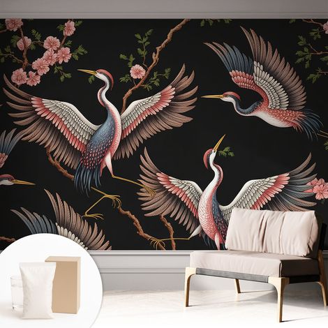 Tapete Dekorative Vliestapete mit Klebe für Wand - Mustertapete - moderne Einrichtung - für Büro Blumenmuster 312x219 cm (1/5)