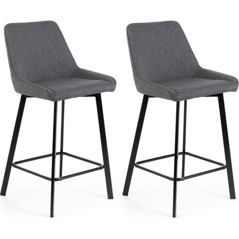 Set 2 Sgabelli 50x44xH94 cm in Tessuto Fox Grigio Scuro (1/5)
