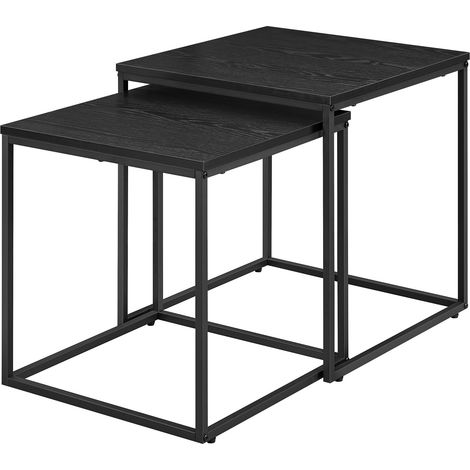 Quadratischer Couchtisch, 2-teilig – schwarz / schwarze Beine (1/5)