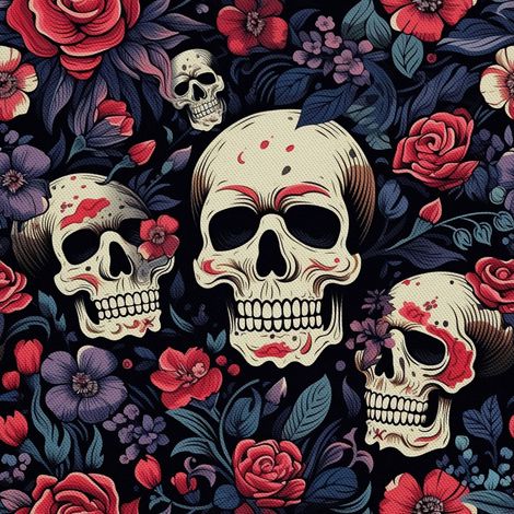 Tela decorativa para exteriores Oxford - Motivo de calavera I DX4427 (1/5)