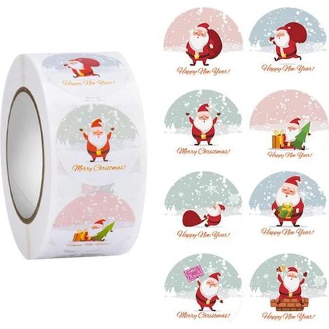 Autocollants de Noël - 500Pcs - Papier Kraft - Décoration de Fête - Étiquettes Adhésives (1/4)