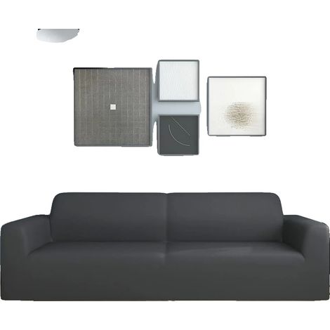 Housse de canapé élastique, ajustement extensible, entretien facile, Anthracite (1/2)