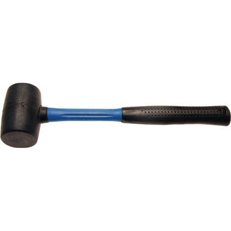BGS Gummihammer schwarz Schonhammer fassförmig 50x80mm mit Fiberglasstiel und gummiertem Griff (1/2)