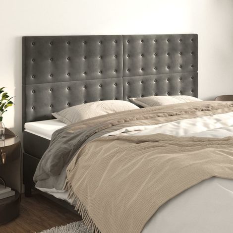Tête de lit Gris foncé 180 x 5 x 118/128 cm Velours vidaXL (1/5)