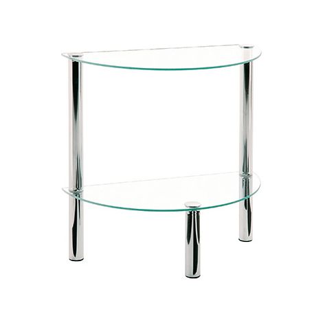 Table d'appoint demi-lune 45x22x47 cm en verre et métal chromé - YUKON