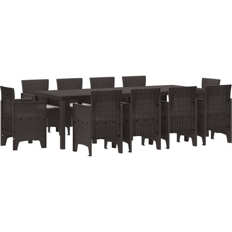 Maison Exclusive - Set da Pranzo per Giardino 11 pcs Marrone Polipropilene