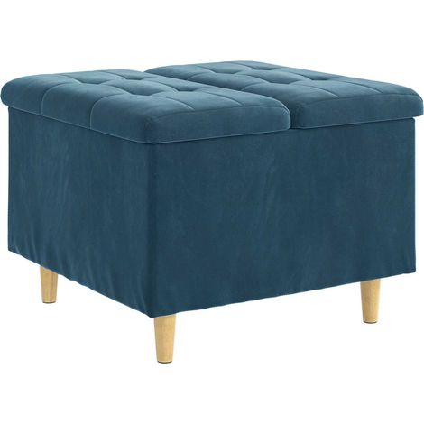 Otomano de almacenamiento Azul 60 x 60 x 45 cm Terciopelo vidaXL