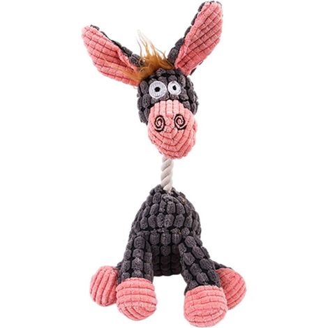 Jouet Peluche Âne pour Chien Gris, Jouet Sonore Résistant à Mordre pour Petit et Moyen Chien