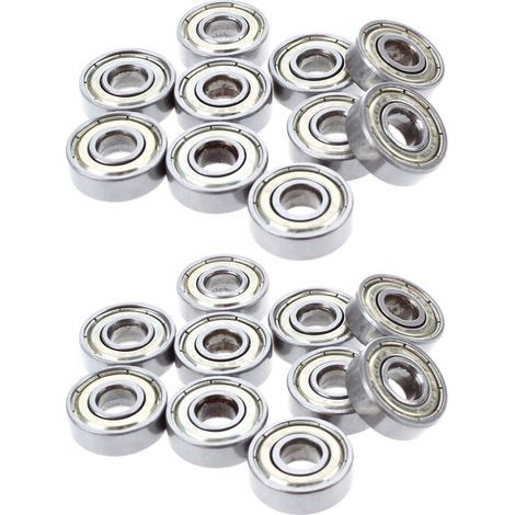 Convient pour 2x roulements à billes miniatures en acier à gorge profonde 608 ZZ 8 x 22 x 7 mm, 10 par paquet.