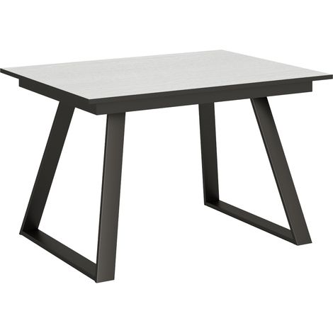 Tavolo allungabile 90x120/180 cm Bernadette Bianco Frassino telaio Antracite (1/5)