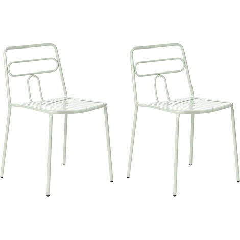 Lot de 2 Chaises de Jardin Moderne en Métal Acier Empilables Patio Extérieur Terrasse Vert Agerola