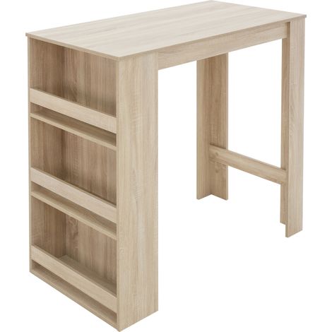 Ml-Design – Table haute moderne avec étagère 3 niveaux – Chêne Sonoma – Dimensions 117x106x57 cm – Espace de rangement optimisé pour cuisine et salle à manger
