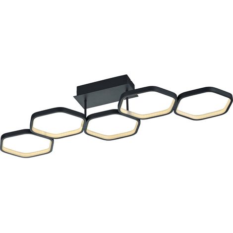 Plafonnier, incl. 1 x LED,SMD,24,0 Watt,3000K,2800 Lm. Corps: Métal, Antracite L:90,0cm, L:30,0cm, H:15,0cm Réglable avec interrupteur,IP20 - Lampe plafond pour chambre intérieure (1/4)