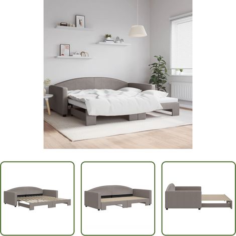 Schlafsofa -  Tagesbett Ausziehbar Taupe 100x200 cm Stoff (1/5)