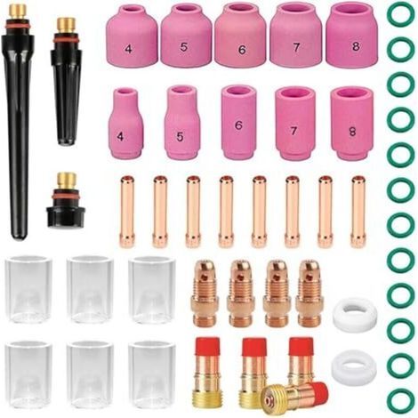 Kit d'accessoires de soudage 49 pièces pour poste à souder TIG WP26/17/18/26, comprenant : accessoires pour poste à souder, flexibles et torche TIG. (1/5)
