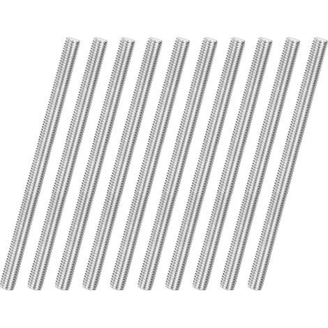 Set di 10 barre filettate M6 x 100 mm in acciaio inox 304, filetto destro, per bulloni di ancoraggio/morsetti/staffe di fissaggio per mobili, viti con filettatura metrica (1/5)