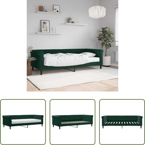 Schlafsofa - Tagesbett mit Matratze Dunkelgrün 90x200 cm Samt (1/5)