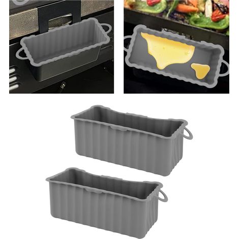 Bac de récupération des graisses en silicone pour barbecue Blackstone, bac de récupération des graisses pour four Blackstone, bac à graisse carré, gris (1/5)