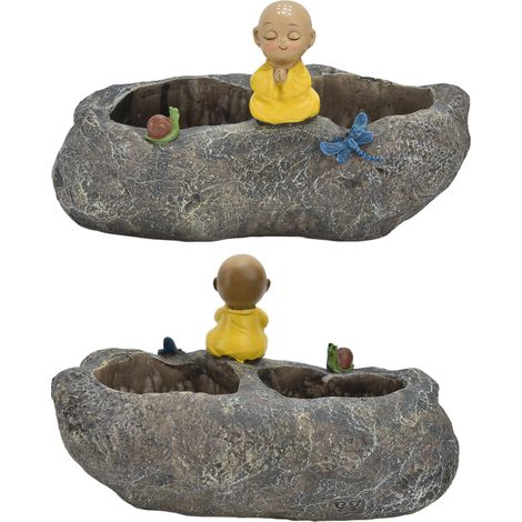 Pots en résine pour plantes succulentes, pots de fleurs imitation pierre à motifs de dessins animés, parfaits pour planter des cactus succulentes, de l'aloès et des violettes africaines. (1/5)