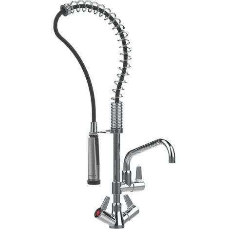 Grifo de cocina profesional mini de repisa con ducha y caño de llenado PRESTO Chef cromado