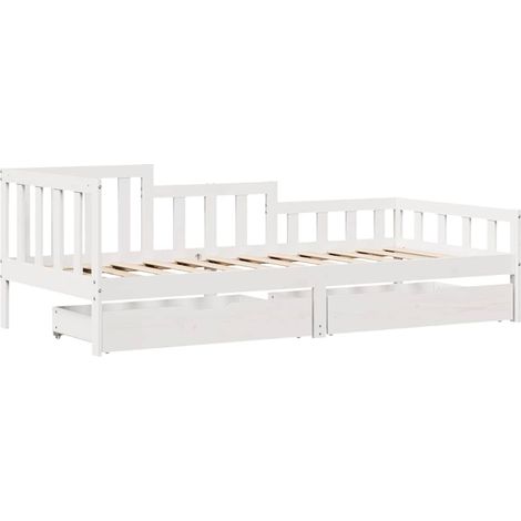 Sofá cama con cajones madera maciza de pino blanco 90x200 cm vidaXL (1/4)