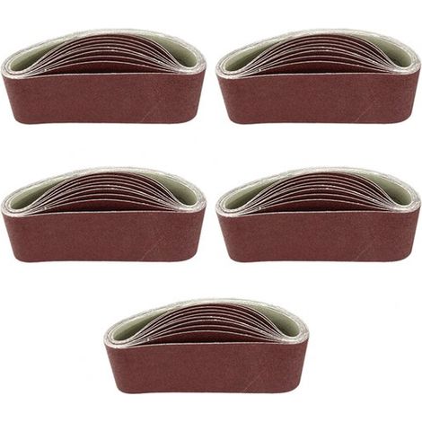 Bande abrasive - 100 x 915 mm - Rouge - Papier de verre pour ponceuse à bande - Pour le ponçage du bois, du métal et de la peinture - Lot de 5 - Alumine (1/5)