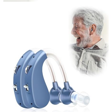 Dispositivo recargable, diseño retroauricular, 7 g, 40 horas de duración de batería, cancelación de ruido, folleto de instrucciones en francés incluido (1204-blue-double) (1/5)