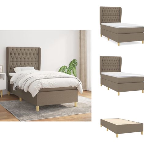 Boxspringbett mit Matratze Taupe 90x200 cm Stoff - Boxspringbett - Doppelbett - Bettenrahmen - Lattenrost - Matratze (1/5)