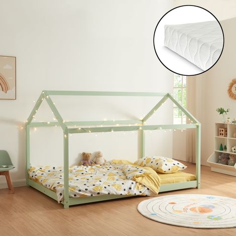 Kinderbett Cerro mit Matratze 120x200cm Mintgrün [en.casa]