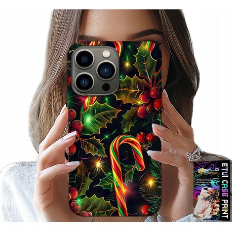 Custodia per iPhone 15 PRO - bastoncino di zucchero, vischio, albero di Natale + vetro (1/5)