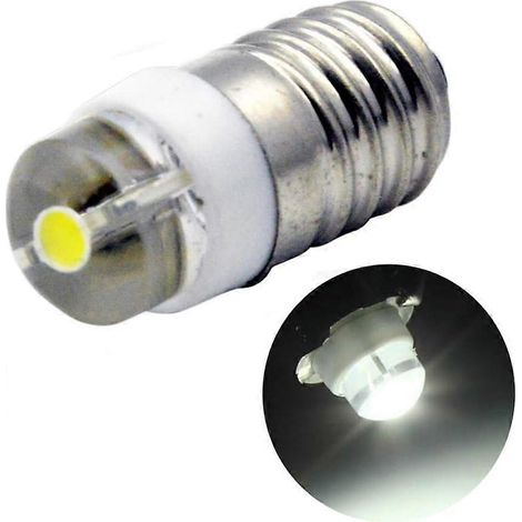 Ampoule LED E10 DC 3V 0,5W 6000K Blanc 200LM pour lampe torche, masse négative (Lot de 1) (1/4)