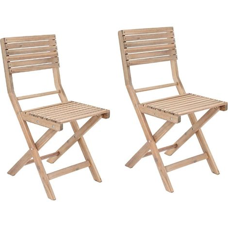 Un conjunto de dos sillas plegables hechas de madera de acacia exótica. (1/5)