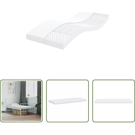 vidaXL Matelas en tissu - Matelas en mousse blanc 90x210 cm 7 zones dureté 20 ILD (1/5)