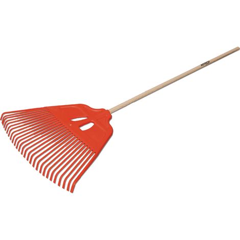 Rastrello per foglie da giardino con manico in legno, 27 denti, 1700x610 mm, codice 26104