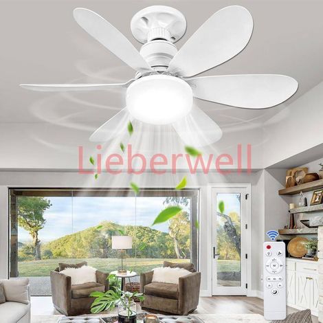 Ventilateur de Plafond avec Lumière et Télécommande,52CM 40W Lampe Ventilateur Plafond avec Douille E27,3 Modes de Gradation (1/5)