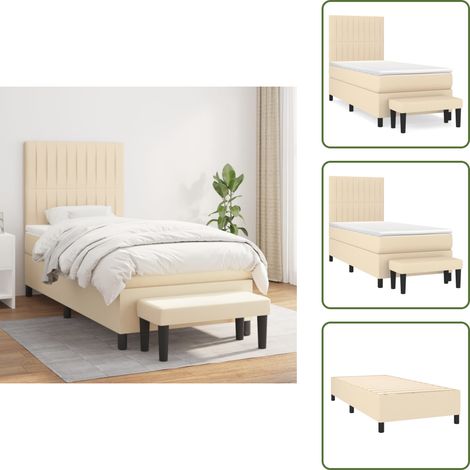 The Living Store Boxspringbett mit Matratze Creme 80x200 cm Stoff - Boxspringbett - Doppelbett - Cremefarbenes Bett - Bettenausstattung - Schlafräume (1/5)