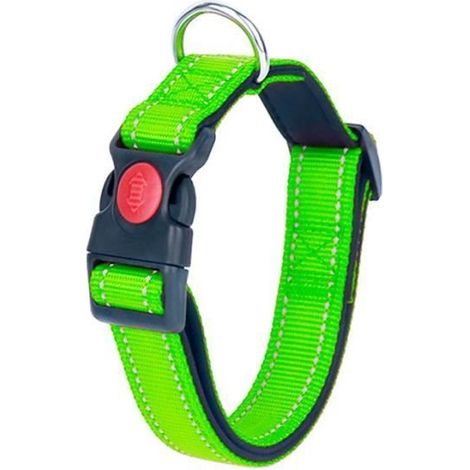 Collier réfléchissant pour chien - MARQUE - Réglable - Nylon doux - Sécurisé - Vert