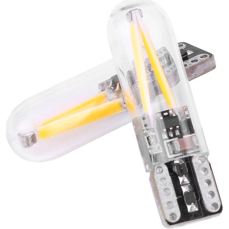 Paire d'ampoules LED W5W T10 8-28V verre COB filament jaune pour feux de lecture, DRL et clignotants auto (1/5)