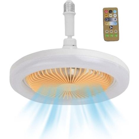 Ventilateur de plafond avec éclairage et télécommande Ventilateur de plafond LED E27 à intensité variable Ventilateurs de plafond silencieux de 30 W avec minuterie intégrée, ventilateur mural pour p (1/2)